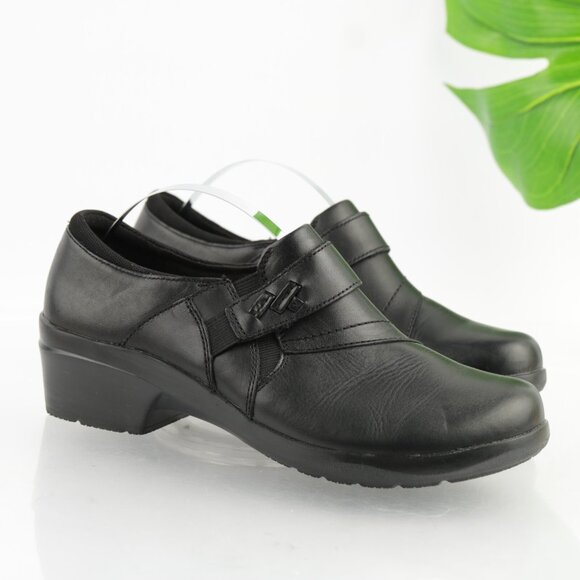 Clarks Womens Angie Pearl Loafers Size 7 M Black Leather Booties Shoe Block Heel - Picture 11 of 12